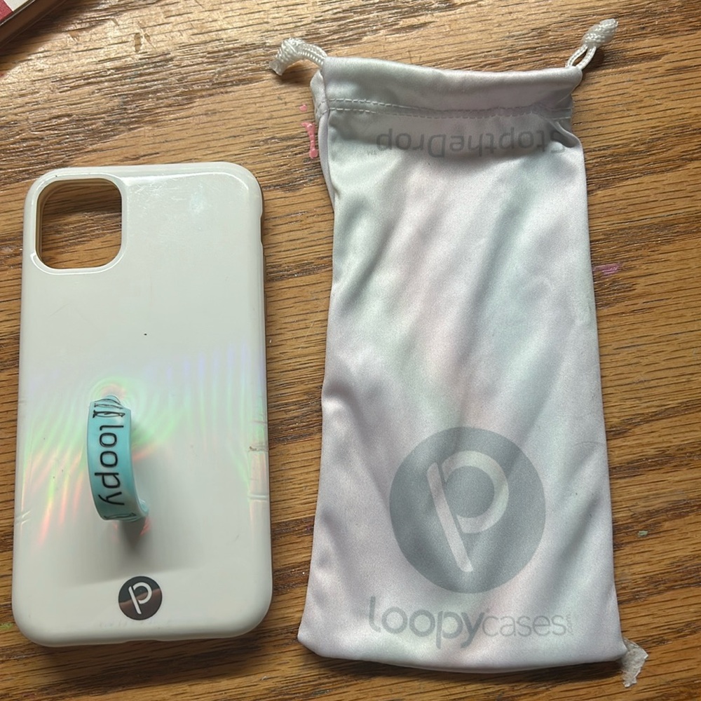 Loopy iridescent case with Blue tie dye and penguin Loop iphone 11